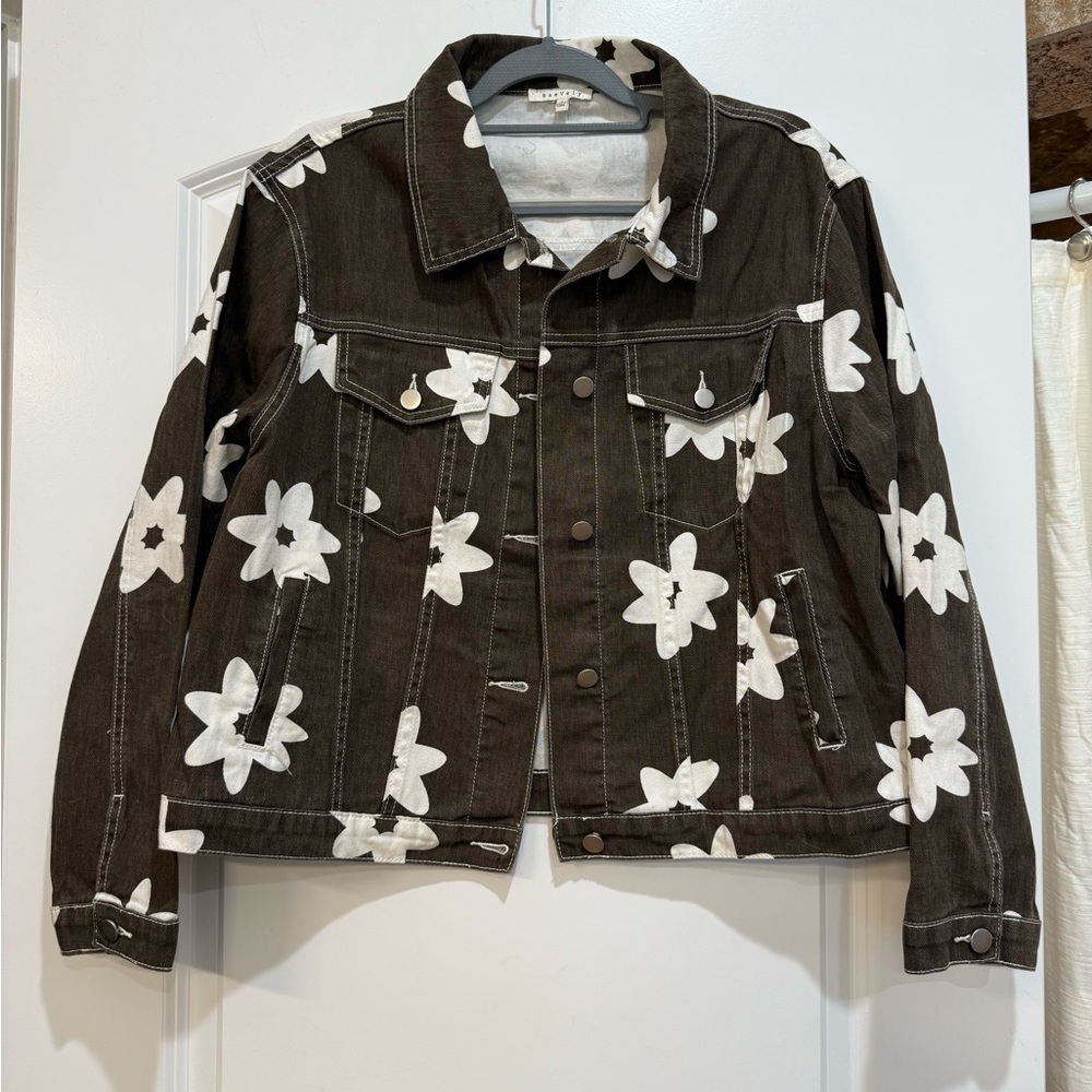 Brown Daisy Denim Jacket